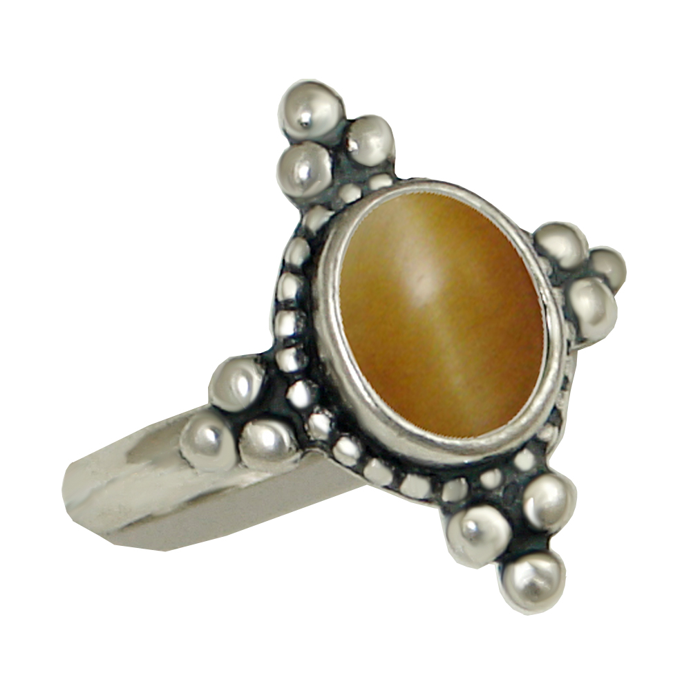 Sterling Silver Gemstone Ring With Honey Tiger Eye Size 5